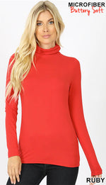 Load image into Gallery viewer, Microfiber Buttery Super Soft Mock Neck Top
