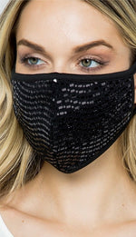 Load image into Gallery viewer, Black Sequin Face Mask
