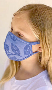 Kids Embroidery Floral Face Mask - Denim Blue