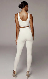Comfy Knitted Crop Top and Pants Two-Piece Set